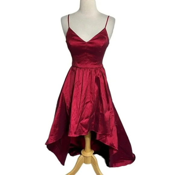 B. SMART‎ dress women’s size 3 sexy red spaghetti strap hi/low formal - Picture 1 of 9